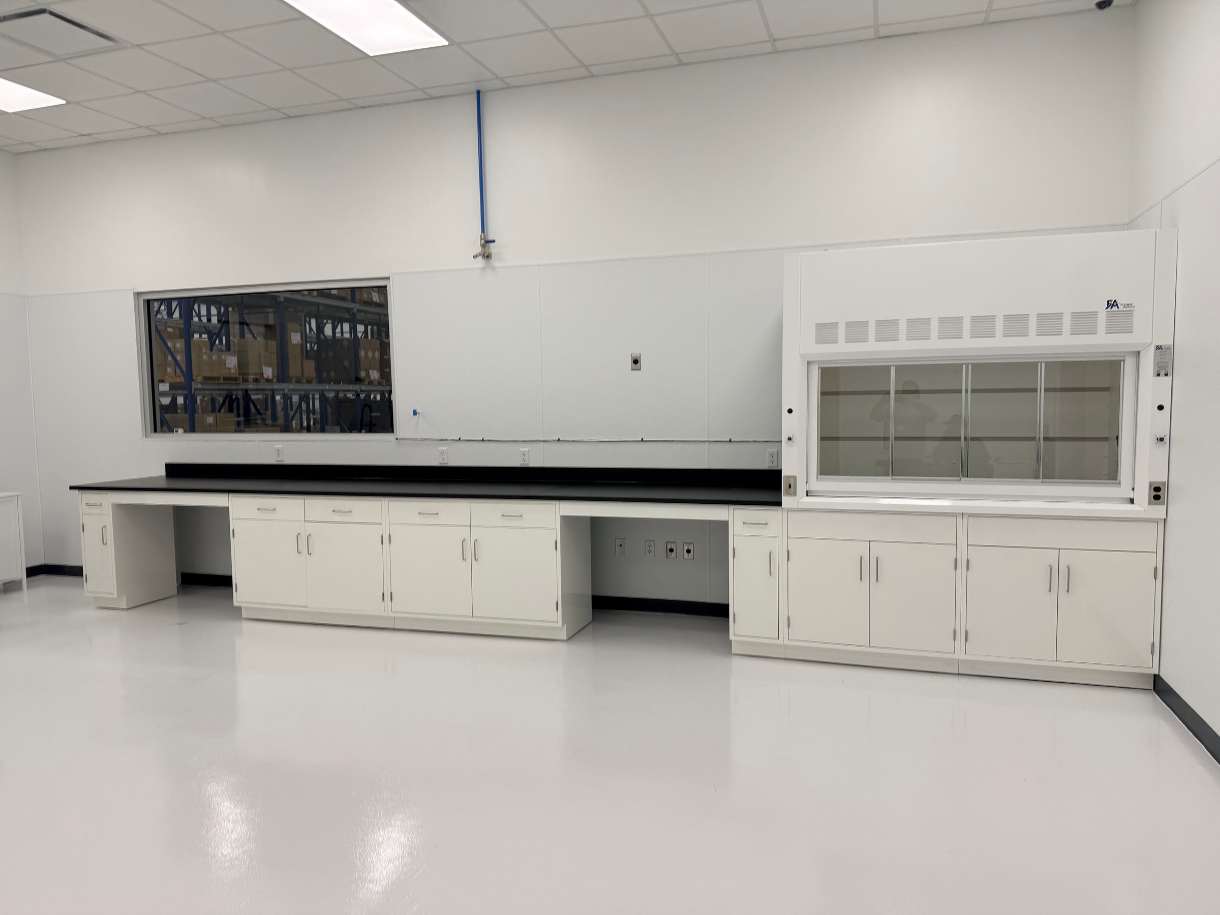 Completed commercial laboratory cabinetry and fume hood installation in Bradenton Florida