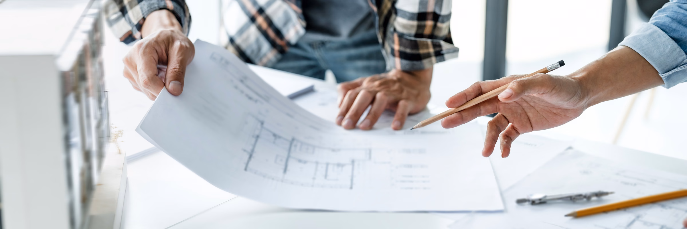 Residential renovation plans being reviewed during project planning