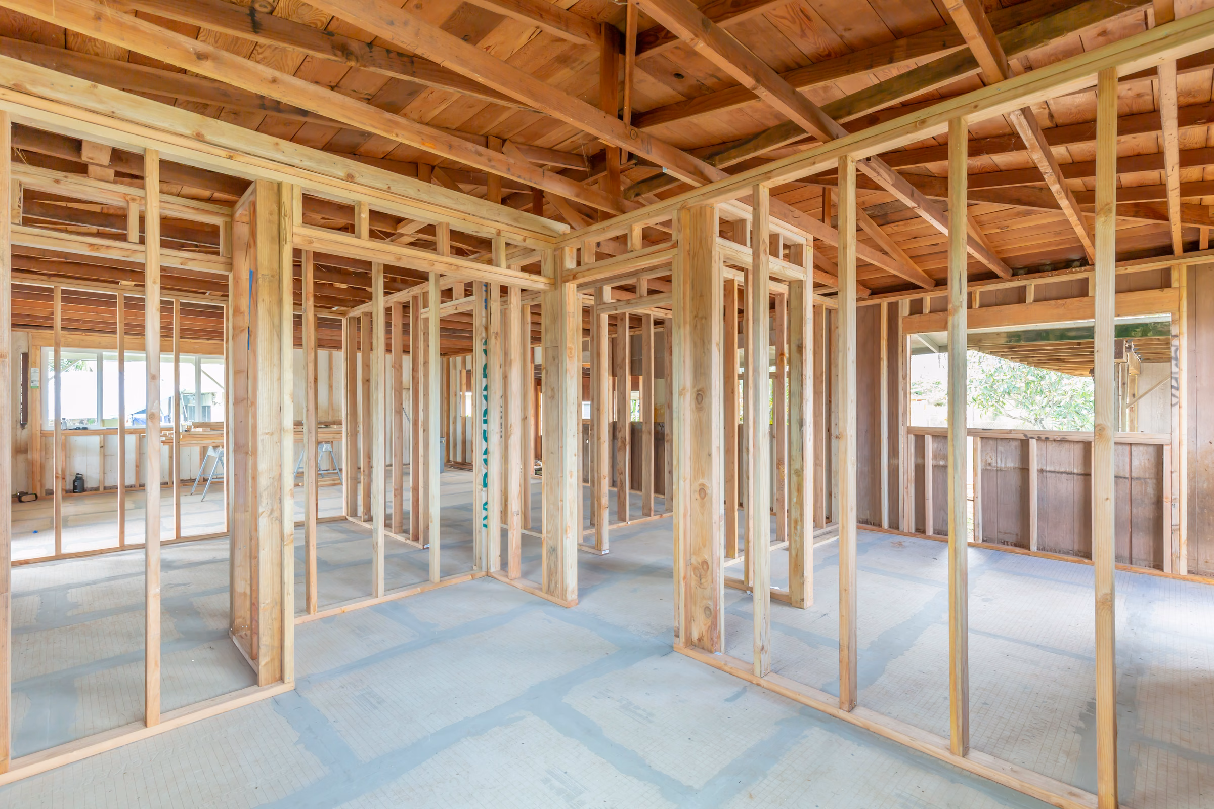 Residential addition framed and ready for the next stage of construction